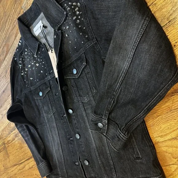 REBECCA MINKOFFDark Wash/ Crystal AccentDENIM JACKET
